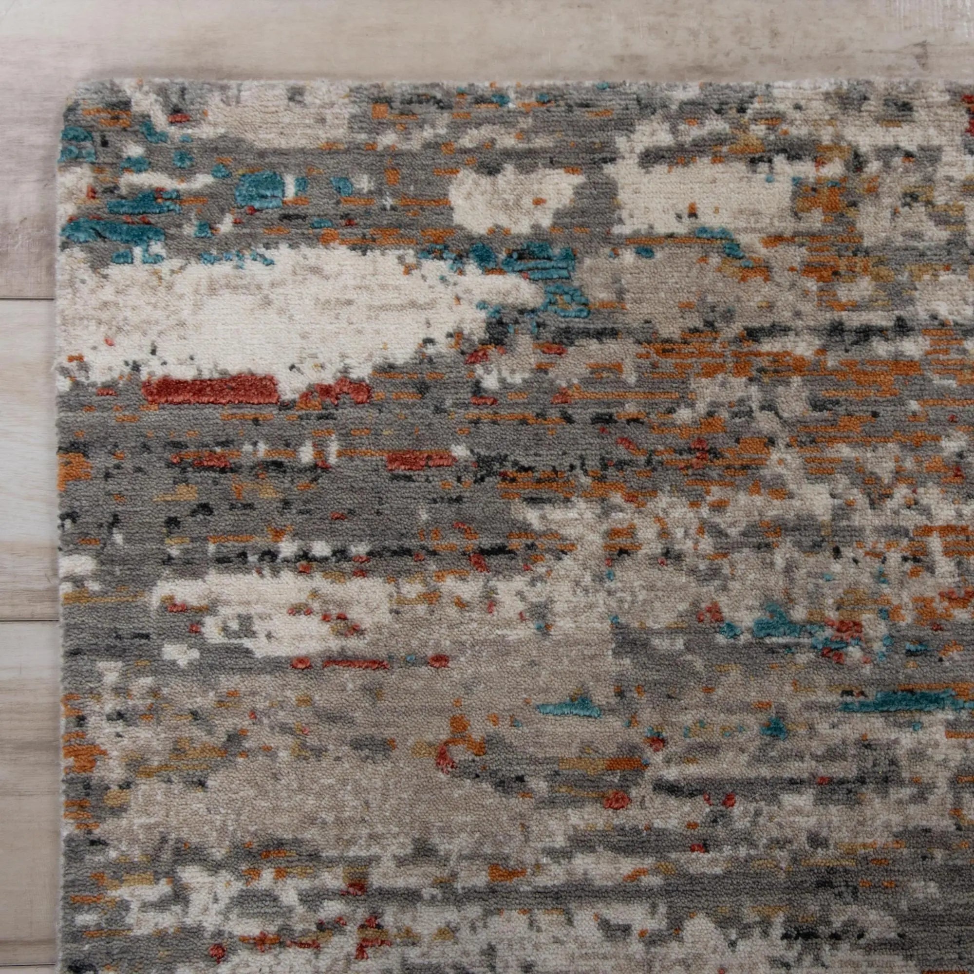 5' X 8' Gray Beige Orange Red And Blue New Zealand Lambs Wool Abstract Hand Carved Handmade Area Rug Homeroots Home Decor