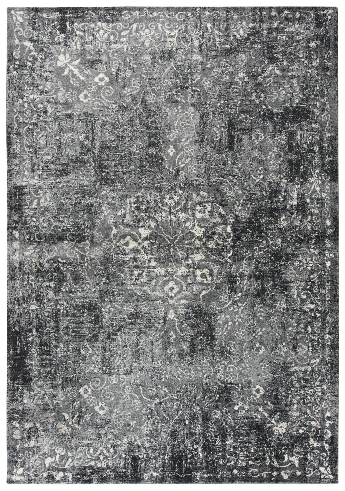 5' X 8' Gray Black Dark Gray And Ivory Medallion Area Rug Homeroots Home Decor