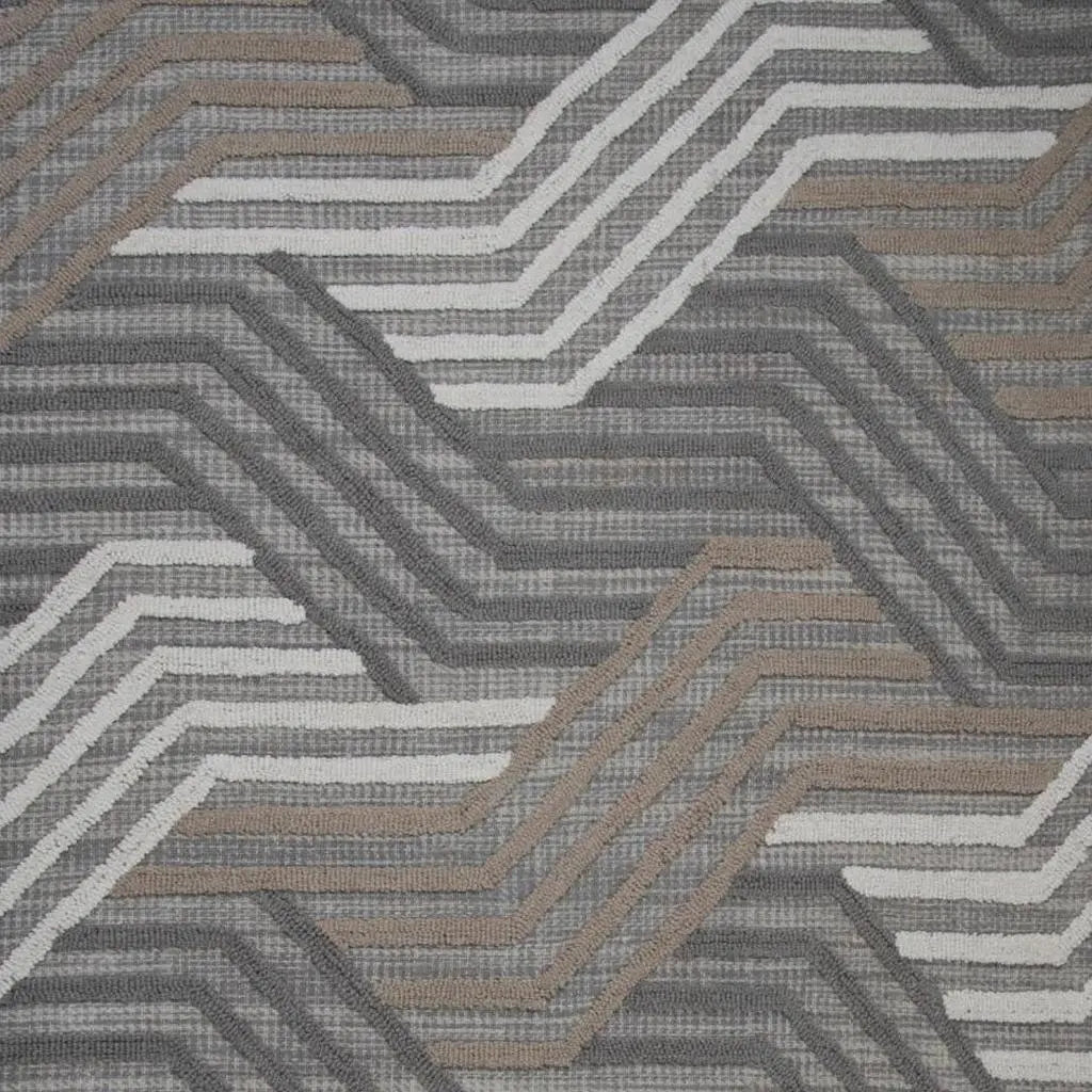 5' X 8' Gray Brown And Ivory Wool Geometric Hand Tufted Area Rug Homeroots Home Decor