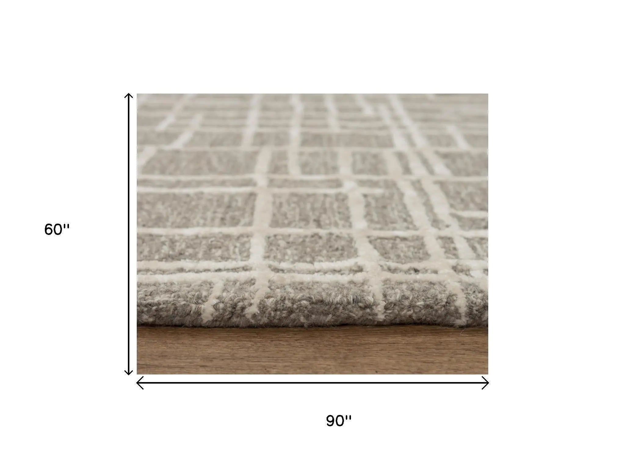 5' X 8' Gray Natural And Ivory Wool Geometric Hand Tufted Area Rug Homeroots Home Decor