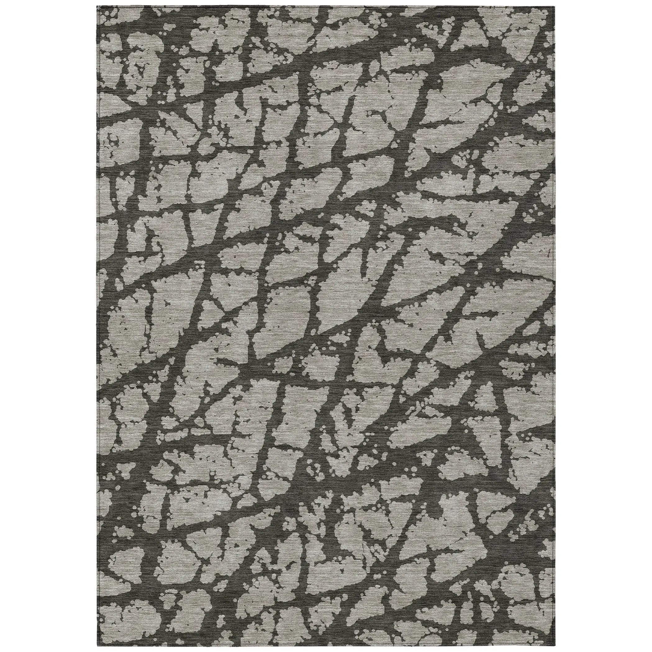 5' X 8' Gray and Black Abstract Washable Non Skid Indoor Outdoor Area Rug Homeroots Outdoor
