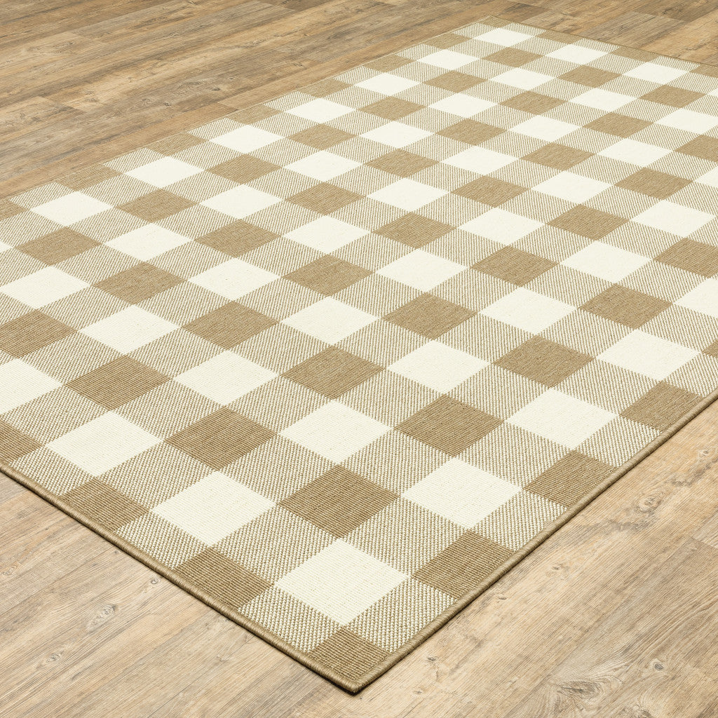 5' X 8' Gray and Ivory Geometric Stain Resistant Indoor Outdoor Area Rug Homeroots Outdoor