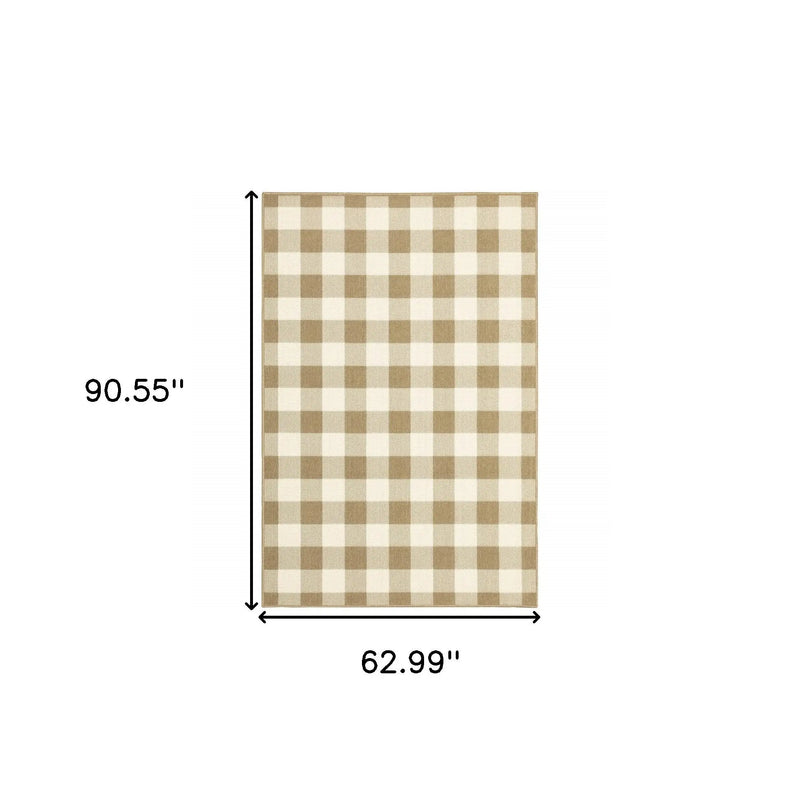5' X 8' Gray and Ivory Geometric Stain Resistant Indoor Outdoor Area Rug Homeroots Outdoor