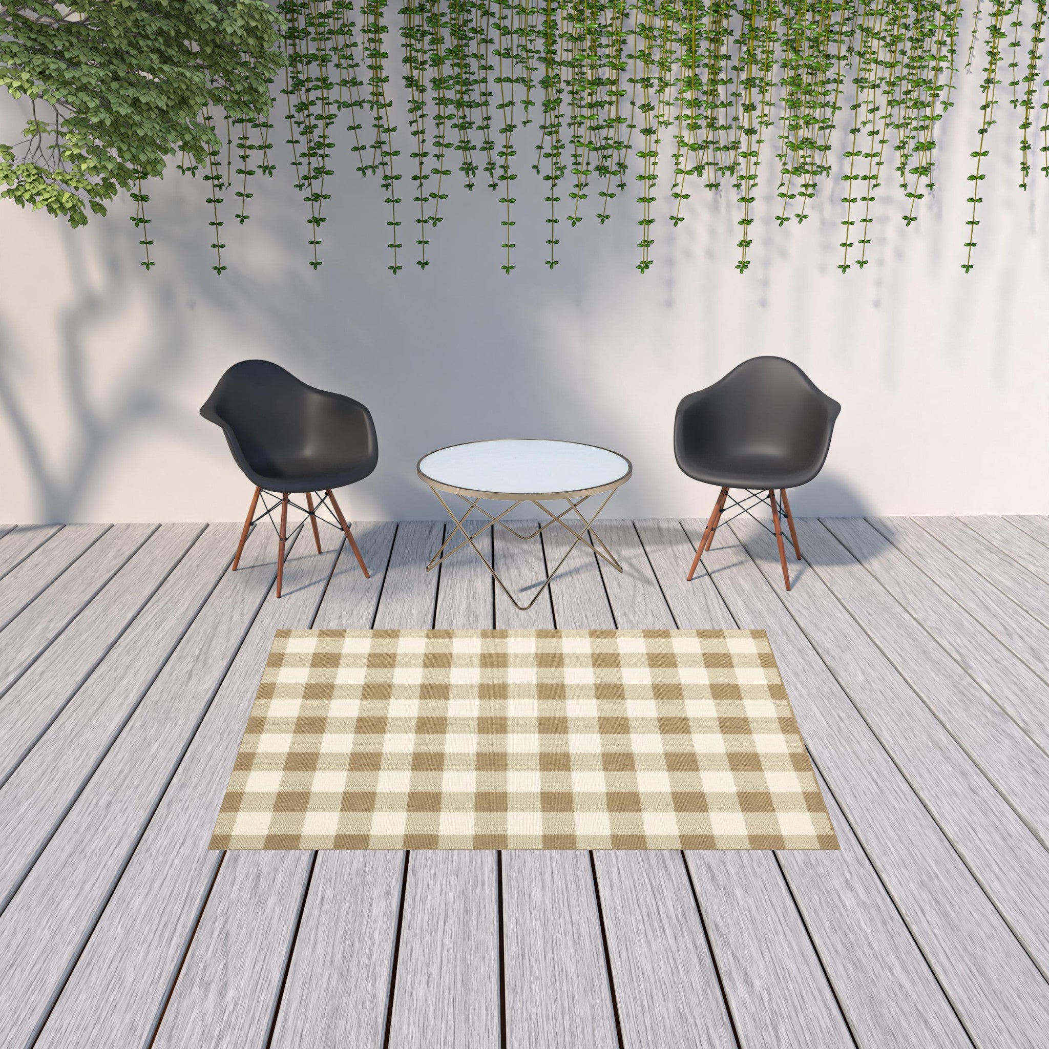 5' X 8' Gray and Ivory Geometric Stain Resistant Indoor Outdoor Area Rug Homeroots Outdoor