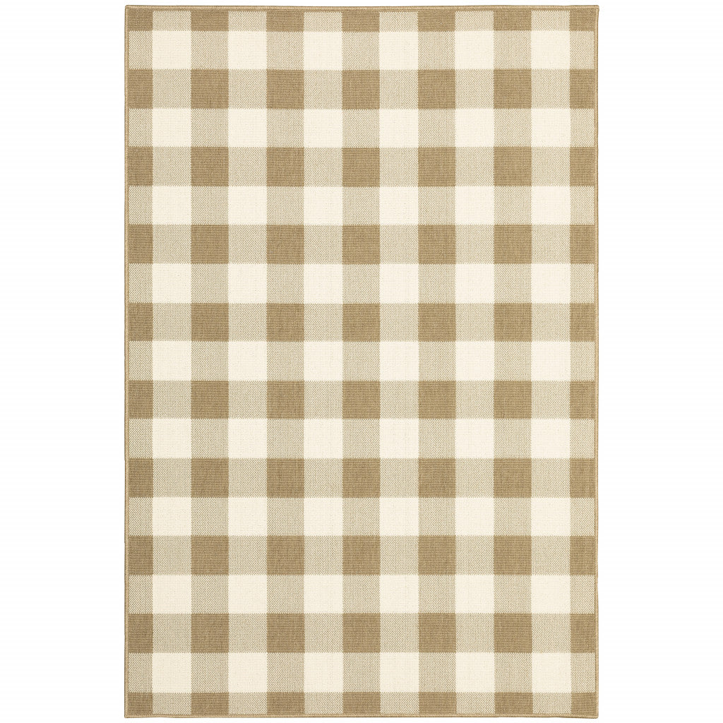5' X 8' Gray and Ivory Geometric Stain Resistant Indoor Outdoor Area Rug Homeroots Outdoor