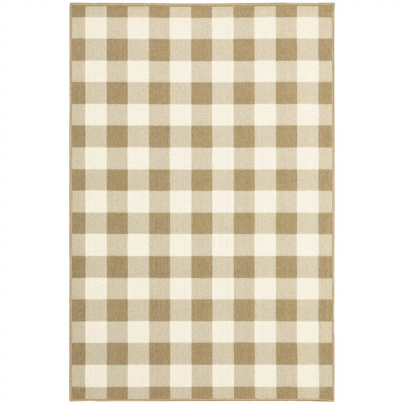 5' X 8' Gray and Ivory Geometric Stain Resistant Indoor Outdoor Area Rug Homeroots Outdoor