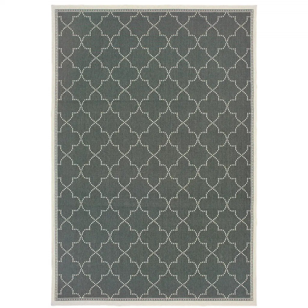 5' X 8' Gray and Ivory Geometric Stain Resistant Indoor Outdoor Area Rug Homeroots Outdoor