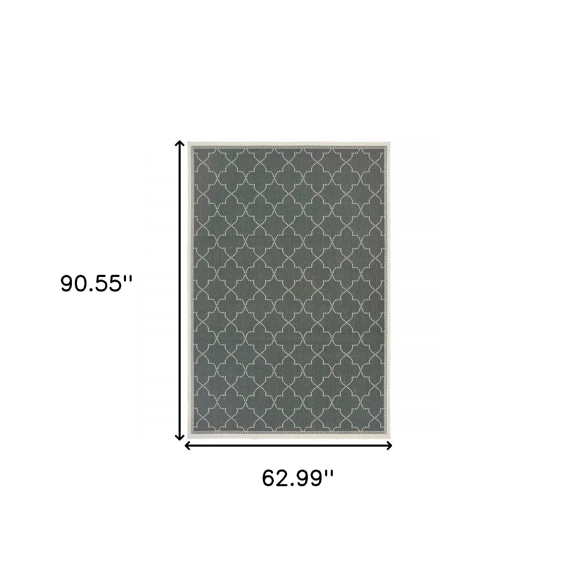 5' X 8' Gray and Ivory Geometric Stain Resistant Indoor Outdoor Area Rug Homeroots Outdoor
