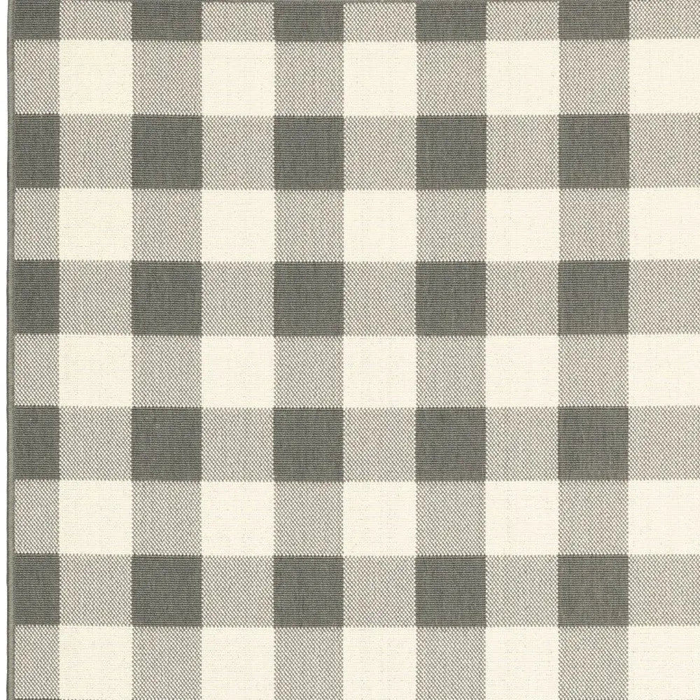 5' X 8' Gray and Ivory Indoor Outdoor Area Rug Homeroots Outdoor