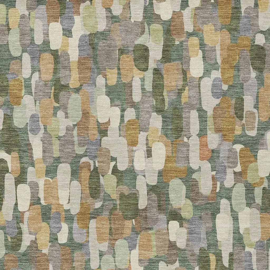5' X 8' Green And Beige Abstract Washable Indoor Outdoor Area Rug Homeroots Outdoor