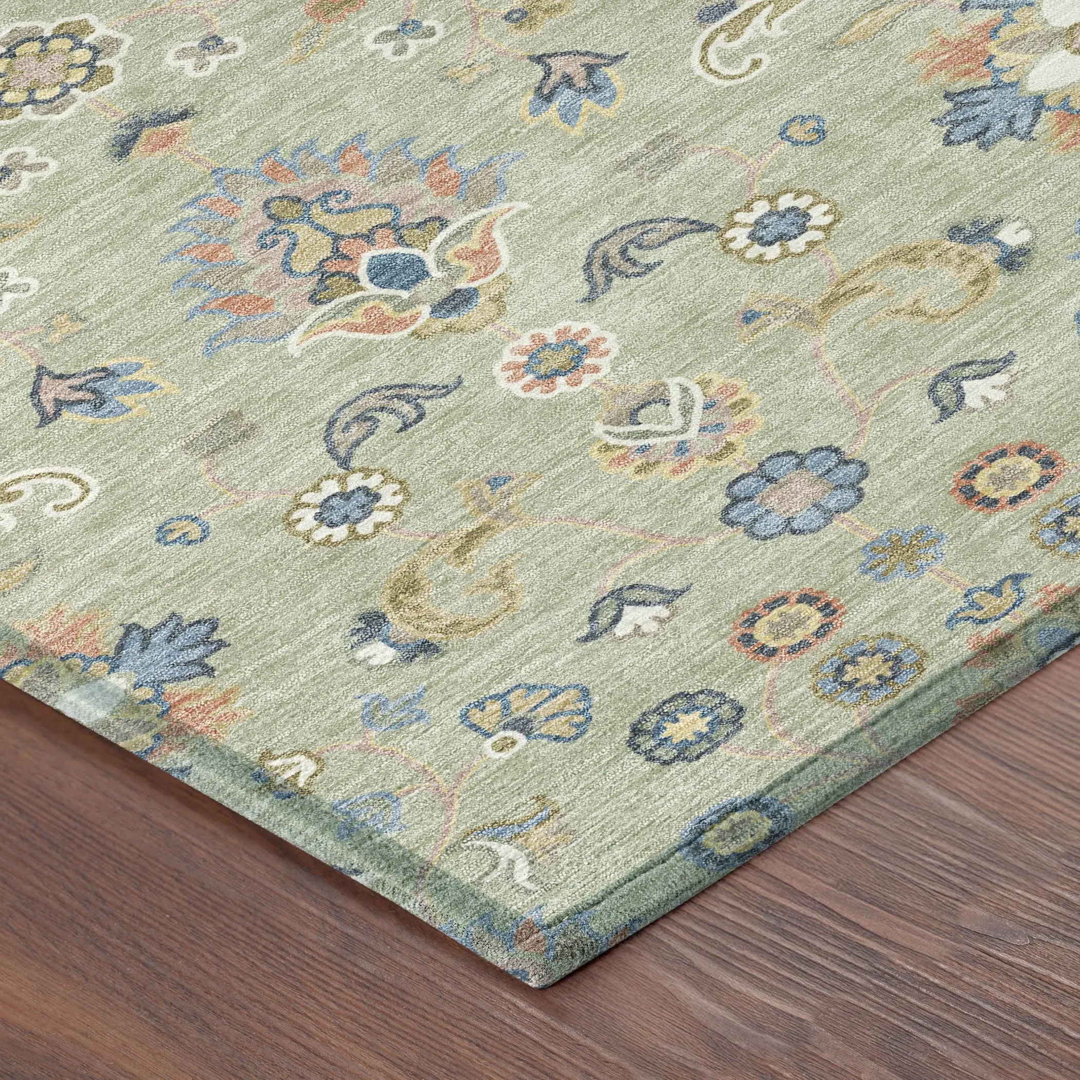 5' X 8' Green And Beige Abstract Washable Indoor Outdoor Area Rug Homeroots Outdoor