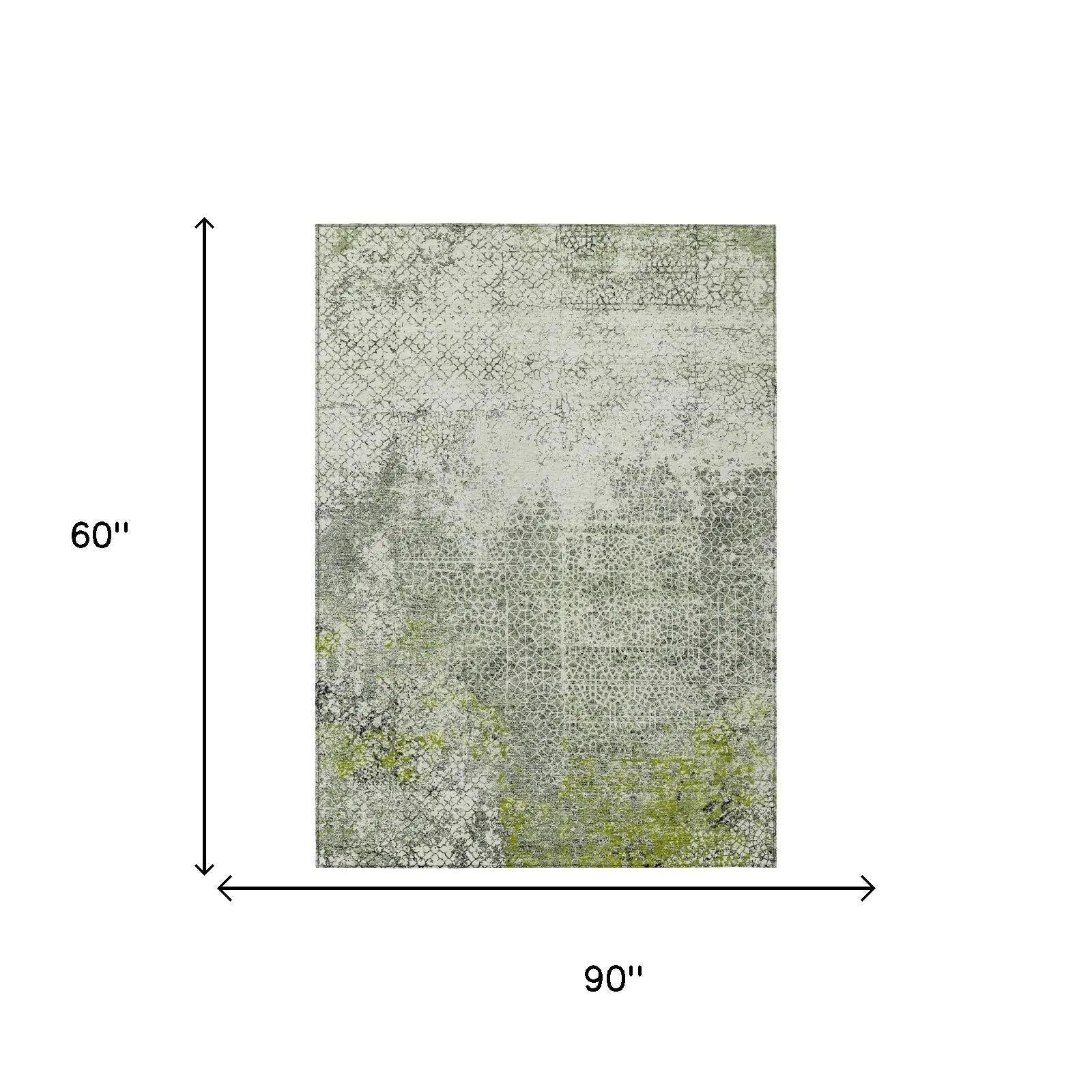 Modern green and gray area rug, 90"x60", soft polypropylene, abstract design, perfect for contemporary decor.