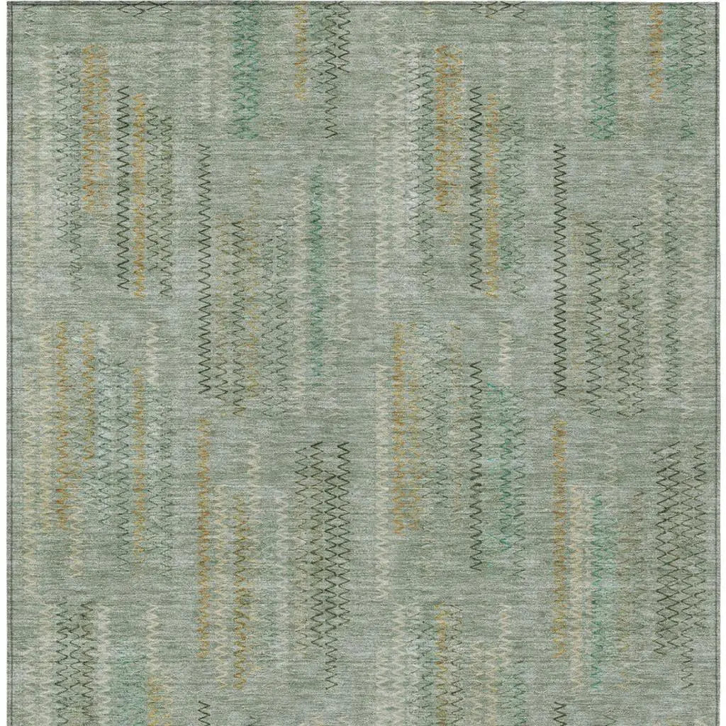 5' X 8' Green And Beige Abstract Washable Indoor Outdoor Area Rug Homeroots Outdoor