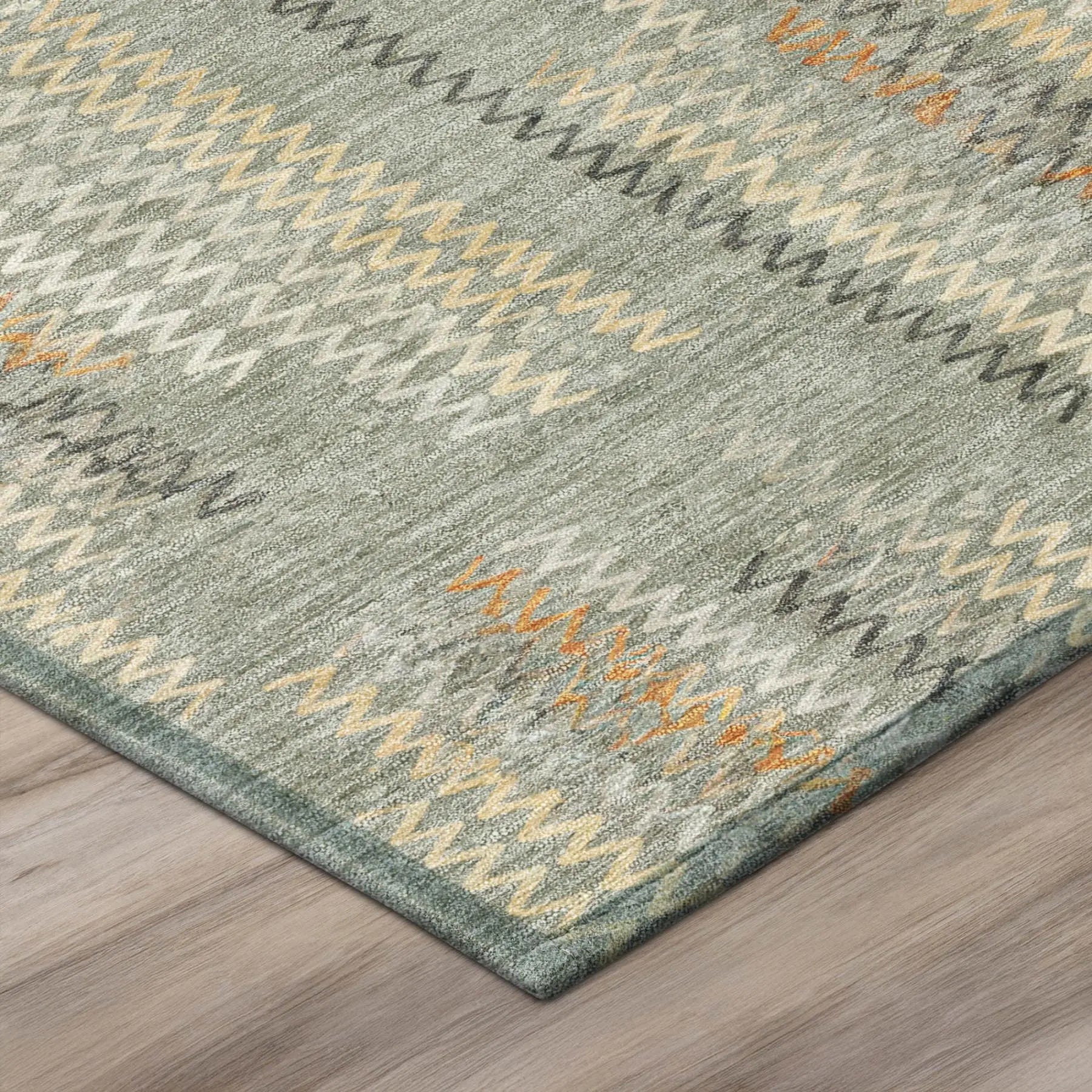 5' X 8' Green And Beige Abstract Washable Indoor Outdoor Area Rug Homeroots Outdoor
