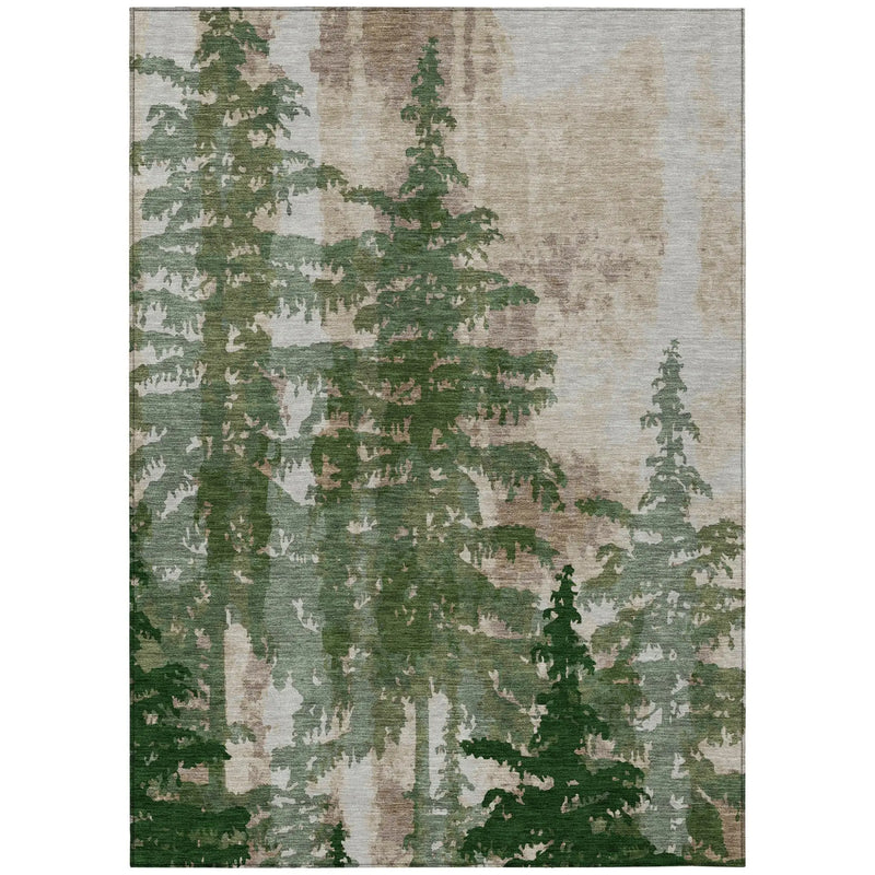 5' X 8' Green And Beige Floral Washable Indoor Outdoor Area Rug Homeroots Outdoor