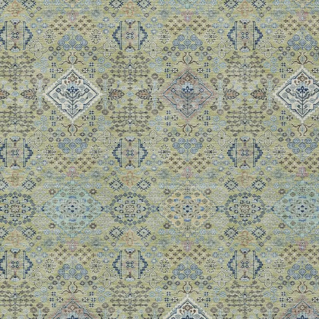 5' X 8' Green And Blue Oriental Washable Indoor Outdoor Area Rug Homeroots Outdoor
