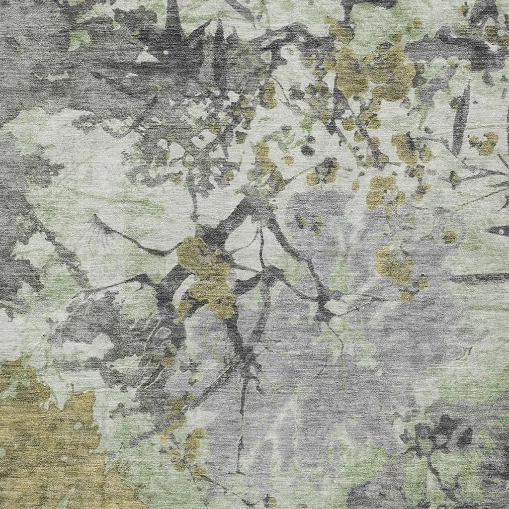 5' X 8' Green And Brown Abstract Washable Indoor Outdoor Area Rug Homeroots Outdoor