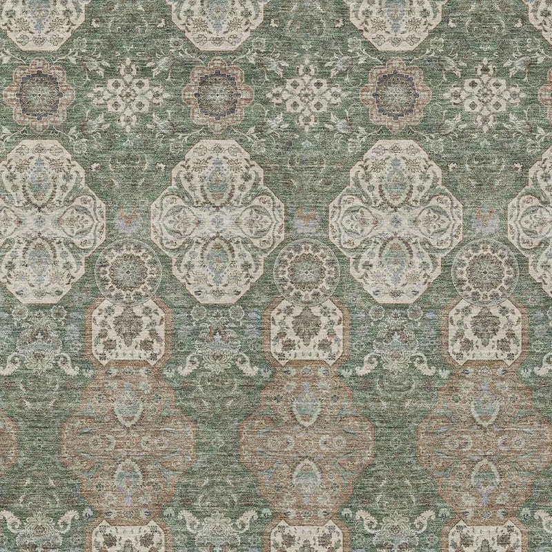 5' X 8' Green And Brown Floral Washable Indoor Outdoor Area Rug Homeroots Outdoor