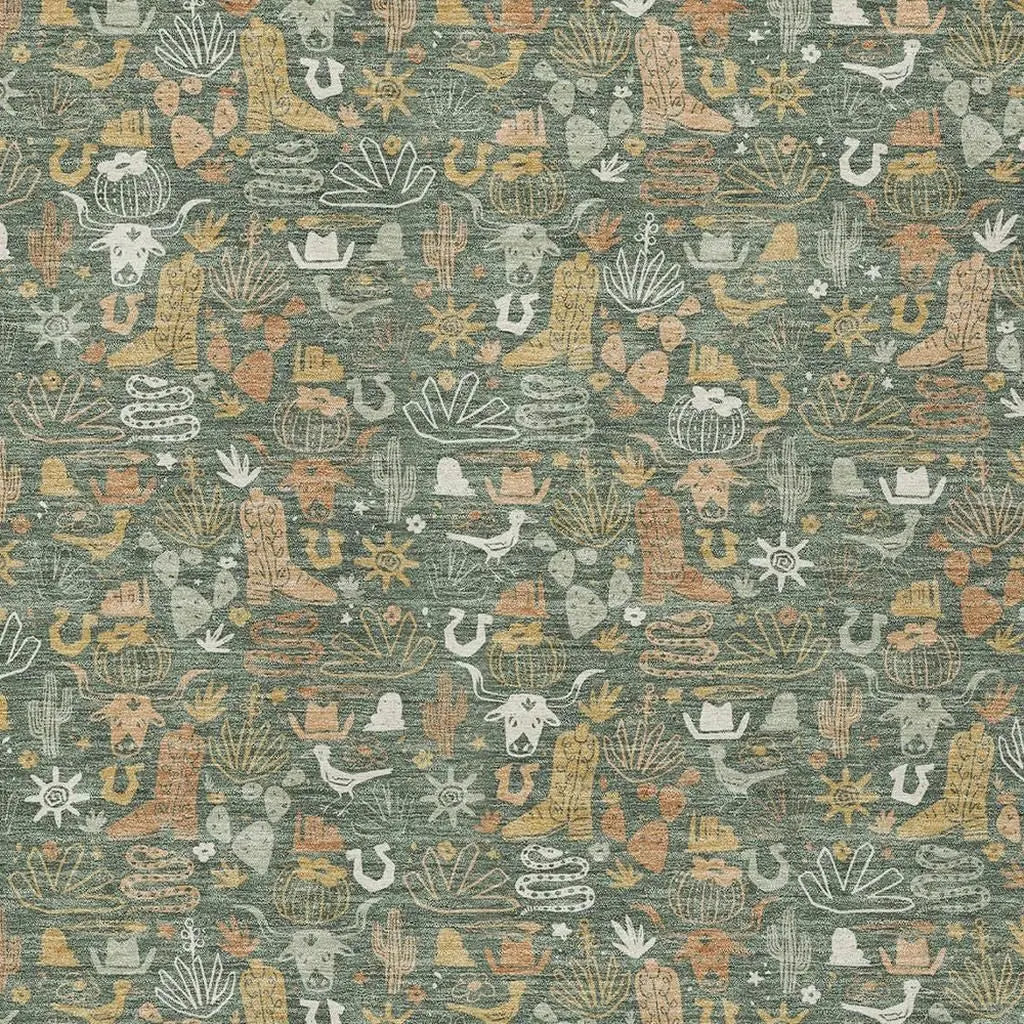 5' X 8' Green And Brown Stars Washable Indoor Outdoor Area Rug Homeroots Outdoor