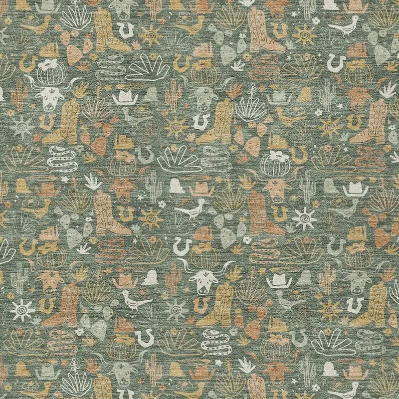 5' X 8' Green And Brown Stars Washable Indoor Outdoor Area Rug Homeroots Outdoor