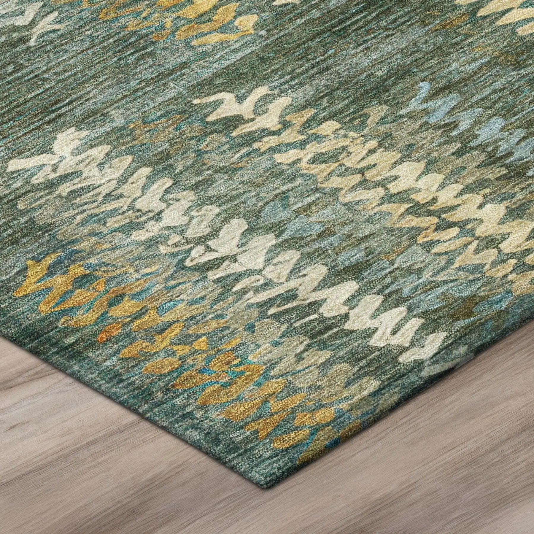 5' X 8' Green And Brown Striped Washable Indoor Outdoor Area Rug Homeroots Outdoor