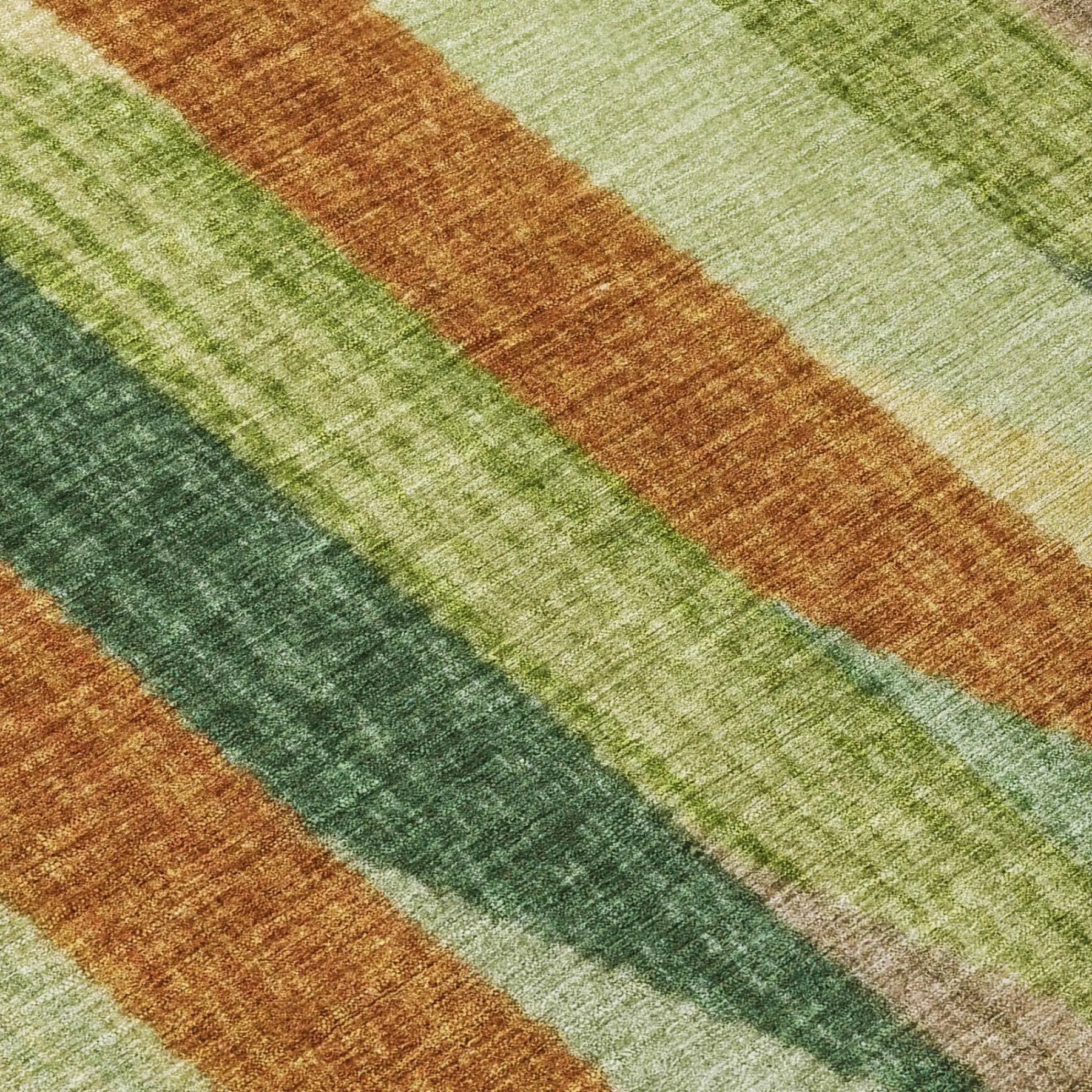 5' X 8' Green And Brown Striped Washable Indoor Outdoor Area Rug Homeroots Outdoor