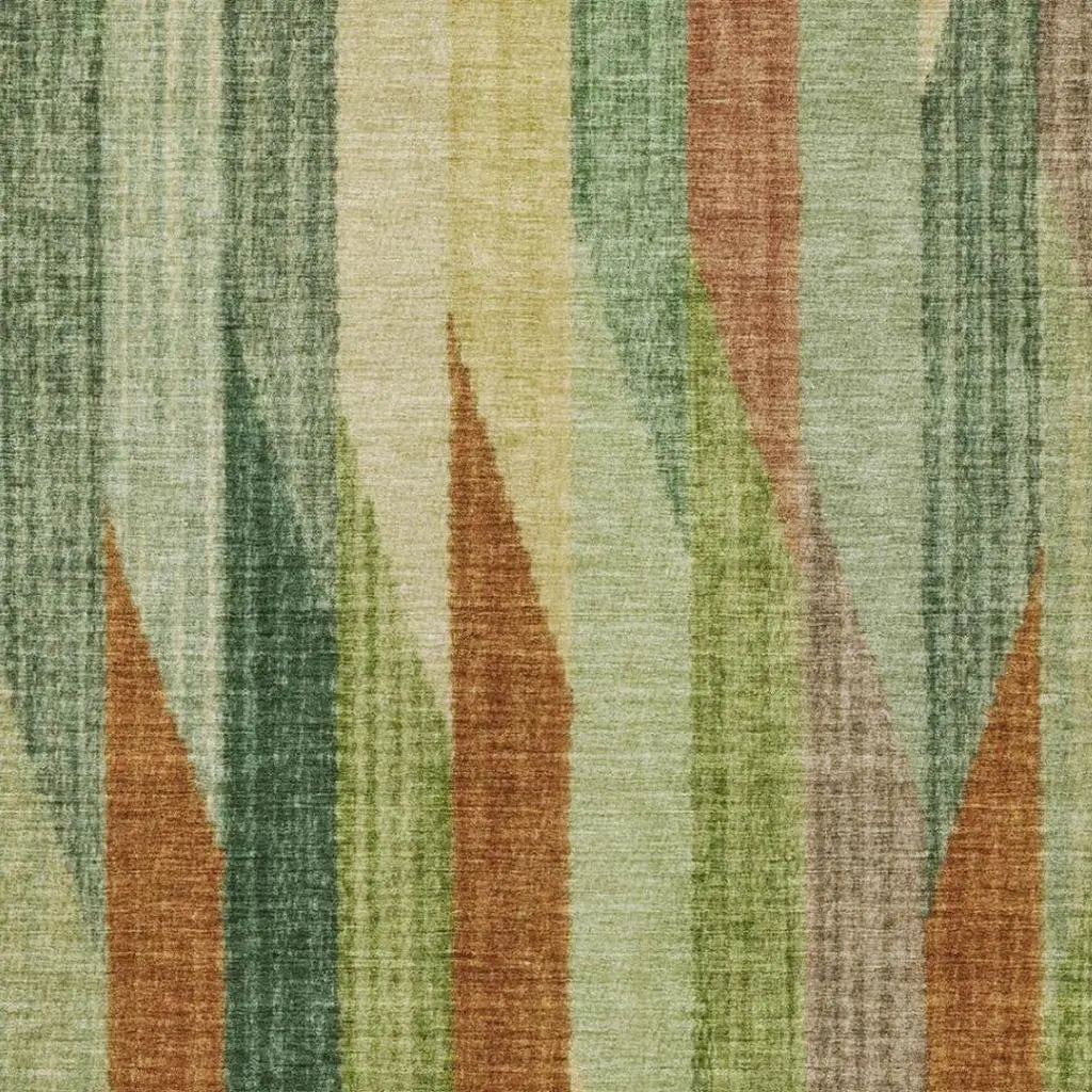 5' X 8' Green And Brown Striped Washable Indoor Outdoor Area Rug Homeroots Outdoor