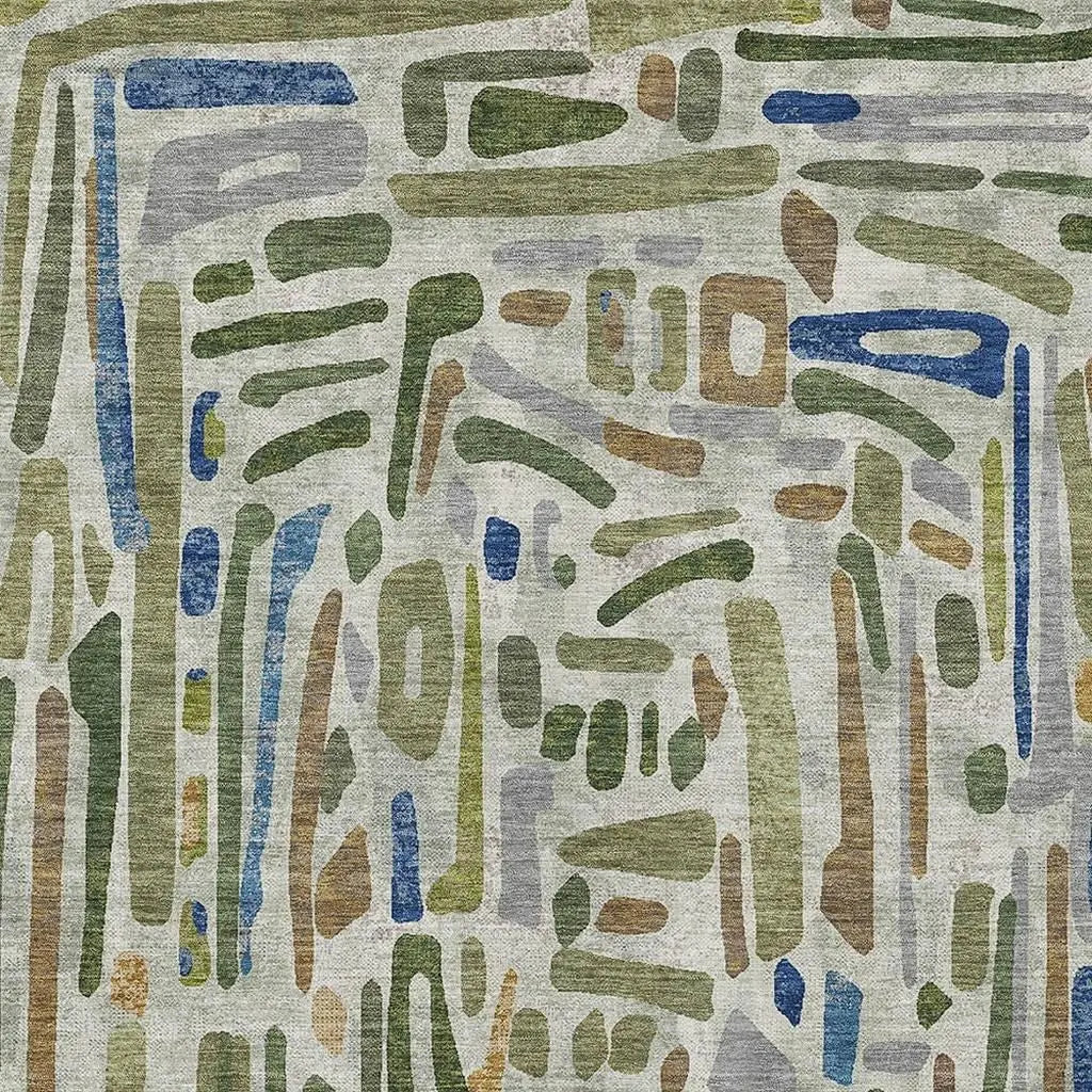 5' X 8' Green And Copper Abstract Washable Indoor Outdoor Area Rug Homeroots Outdoor