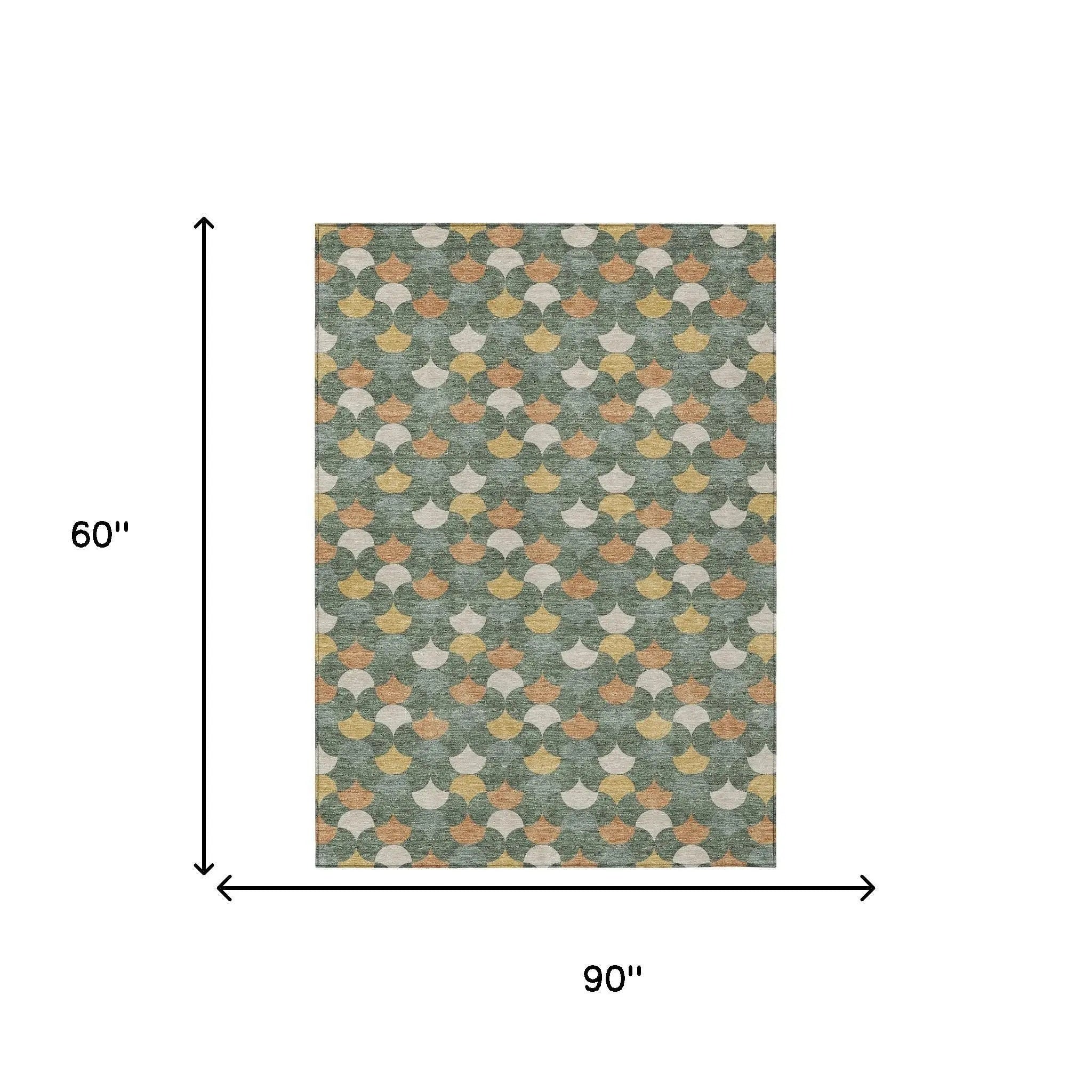 5' X 8' Green And Copper Geometric Washable Indoor Outdoor Area Rug Homeroots Outdoor
