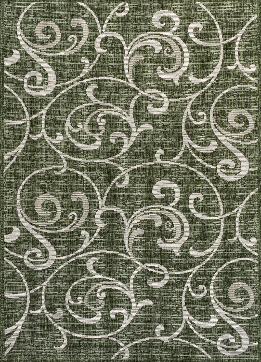5' X 8' Green And Cream Floral Indoor Outdoor Area Rug Homeroots Outdoor
