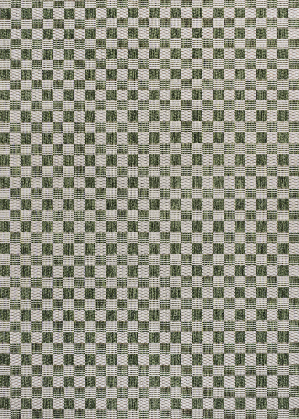 5' X 8' Green And Cream Geometric Indoor Outdoor Area Rug - GreatEagleInc