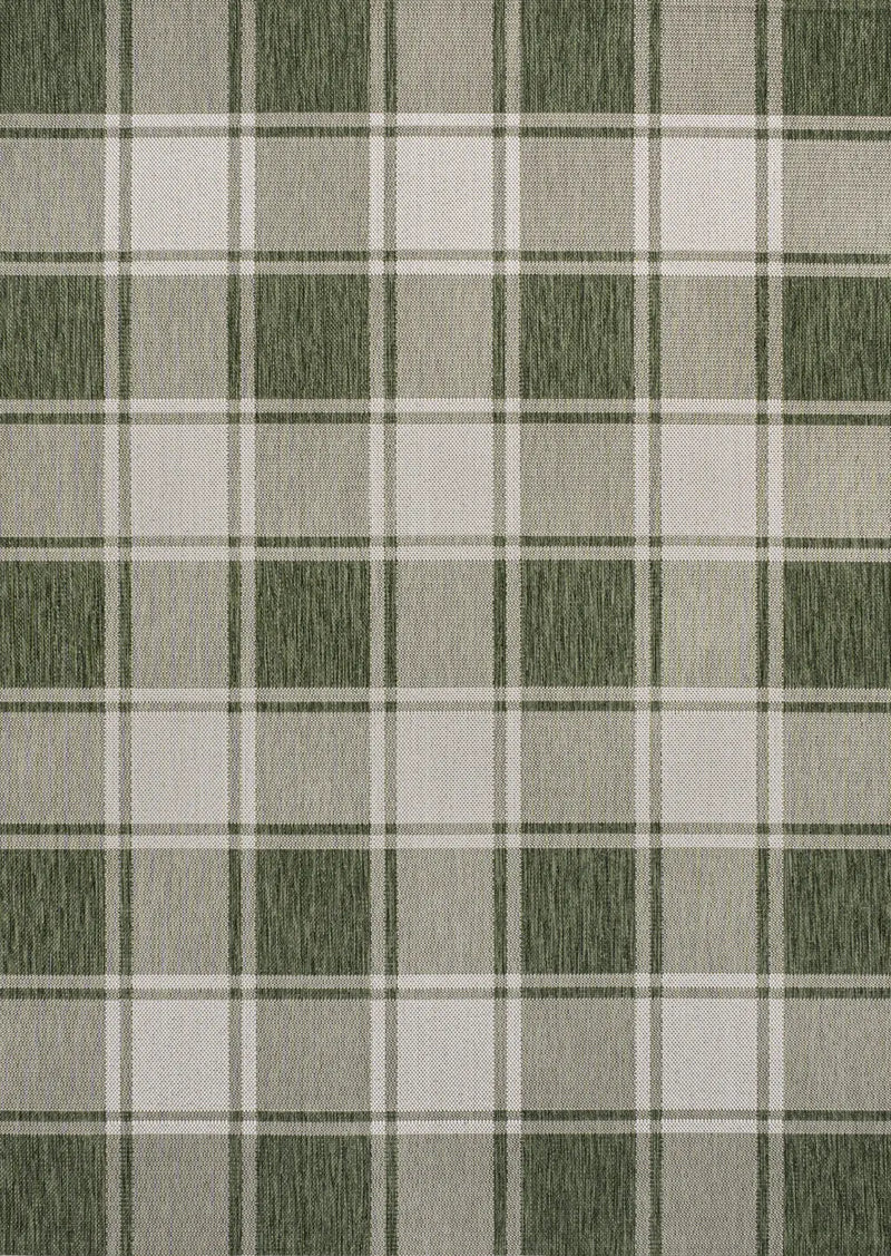 5' X 8' Green And Cream Gingham Indoor Outdoor Area Rug - GreatEagleInc
