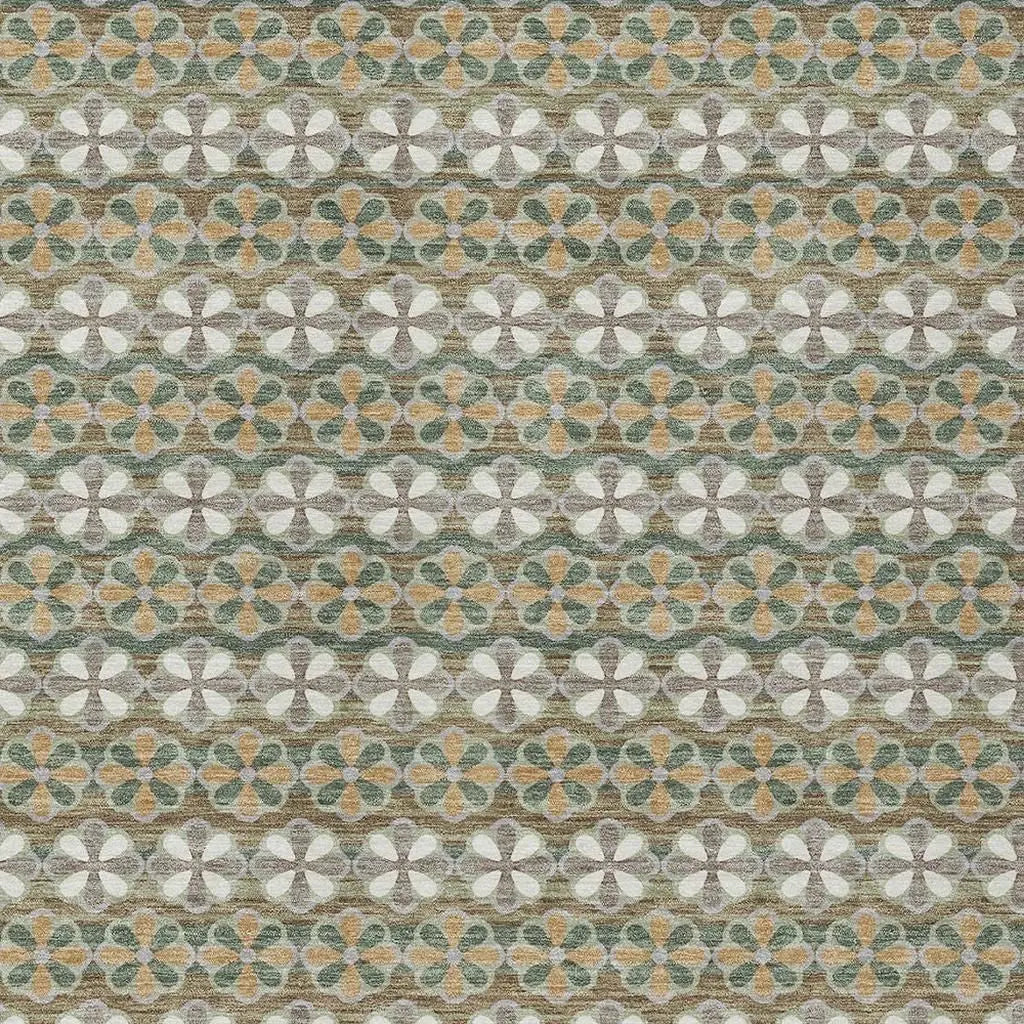 5' X 8' Green And Cream Striped Washable Indoor Outdoor Area Rug Homeroots Outdoor