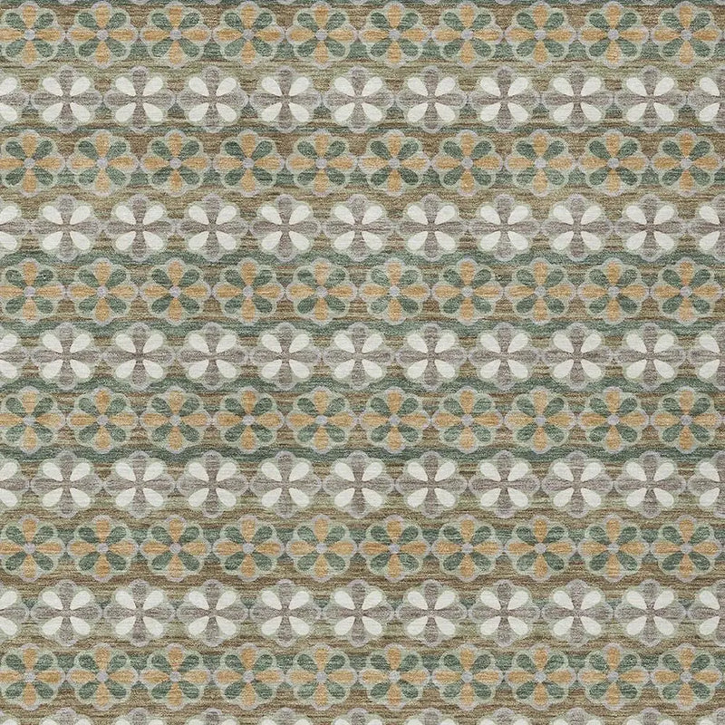 5' X 8' Green And Cream Striped Washable Indoor Outdoor Area Rug Homeroots Outdoor