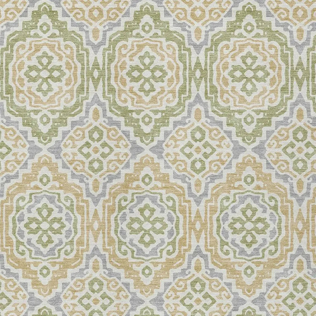 5' X 8' Green And Denim Blue Tribal Washable Indoor Outdoor Area Rug Homeroots Outdoor