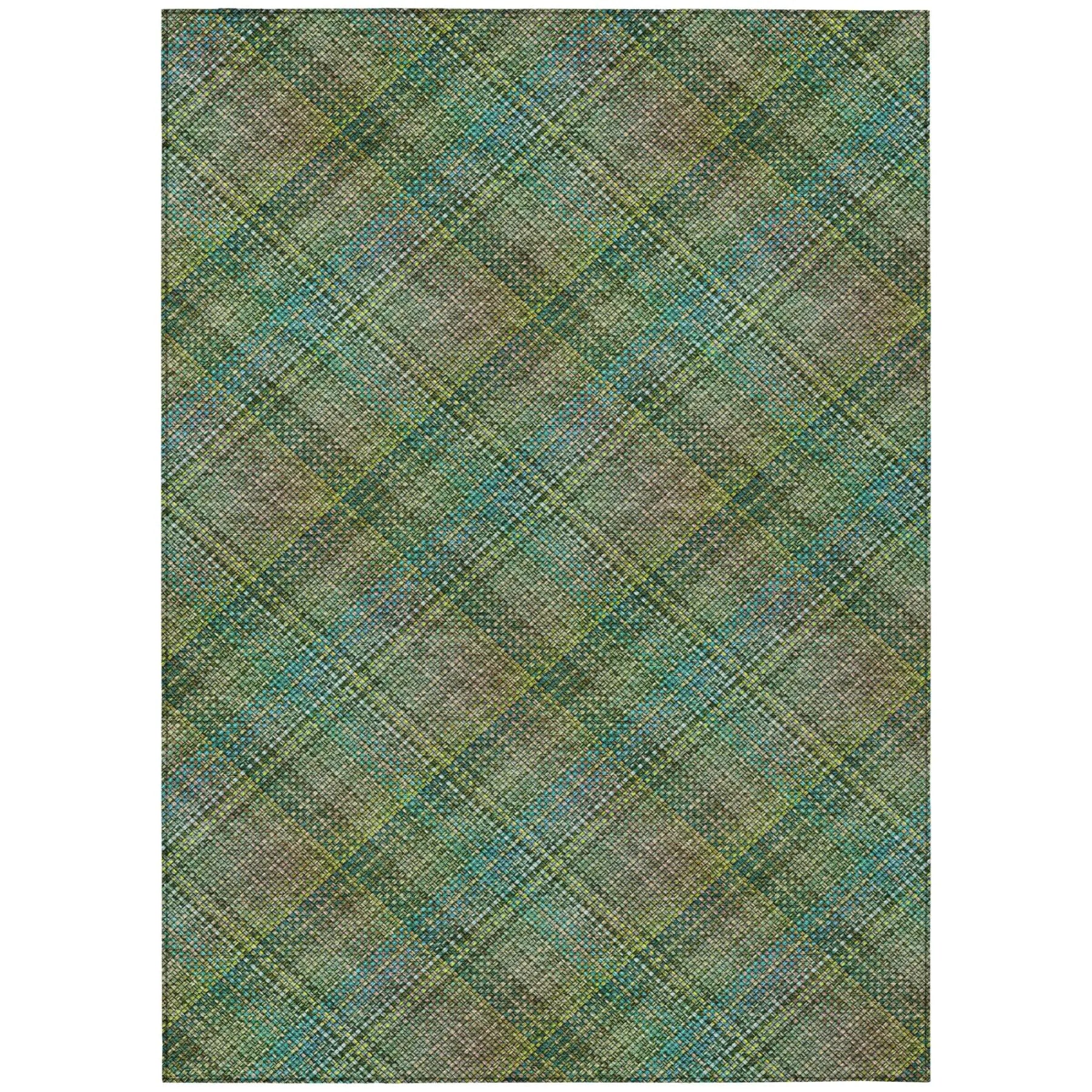 5' X 8' Green And Emerald Plaid Washable Indoor Outdoor Area Rug Homeroots Outdoor