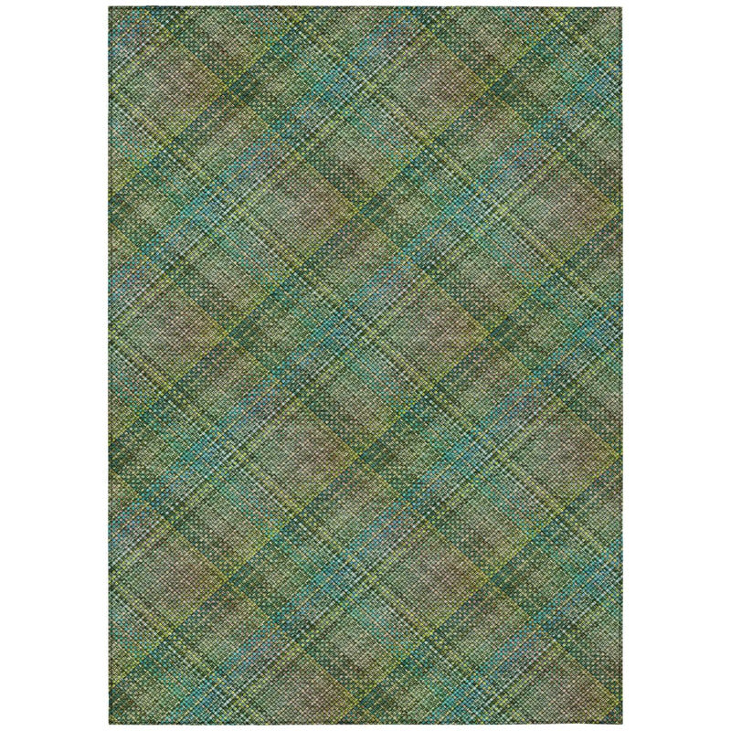 5' X 8' Green And Emerald Plaid Washable Indoor Outdoor Area Rug Homeroots Outdoor