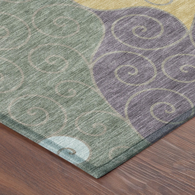 5' X 8' Green And Gold Abstract Washable Indoor Outdoor Area Rug Homeroots Outdoor
