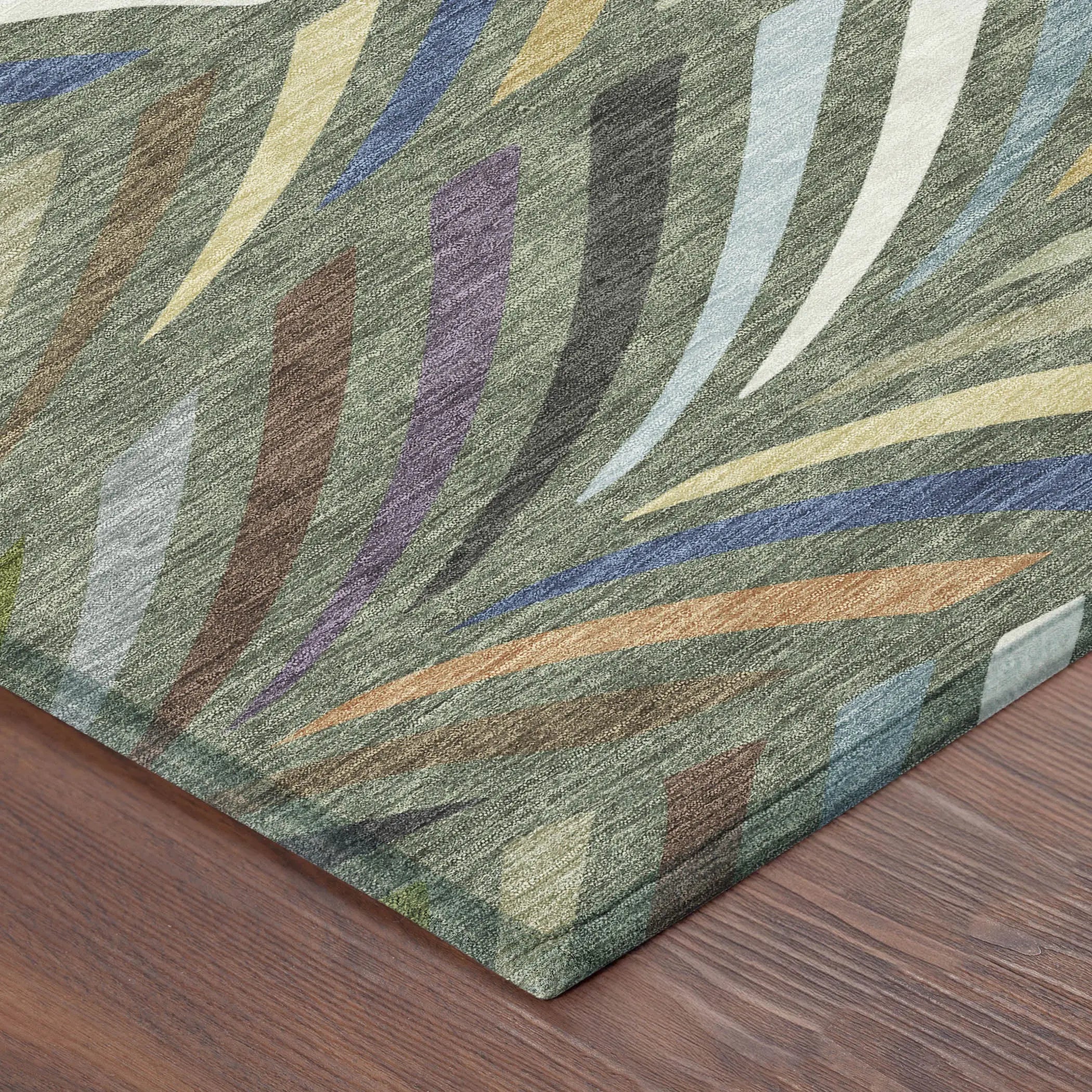 5' X 8' Green And Gold Abstract Washable Indoor Outdoor Area Rug Homeroots Outdoor