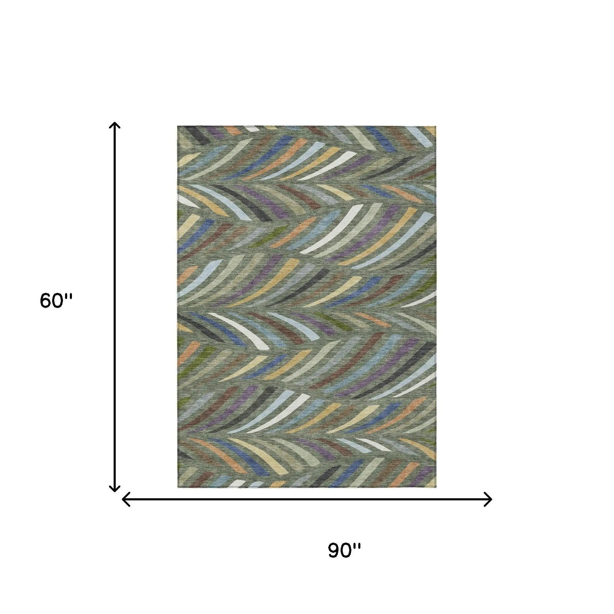 5' X 8' Green And Gold Abstract Washable Indoor Outdoor Area Rug Homeroots Outdoor