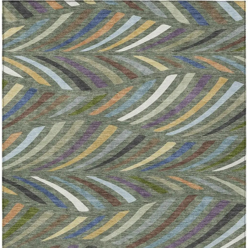 5' X 8' Green And Gold Abstract Washable Indoor Outdoor Area Rug Homeroots Outdoor
