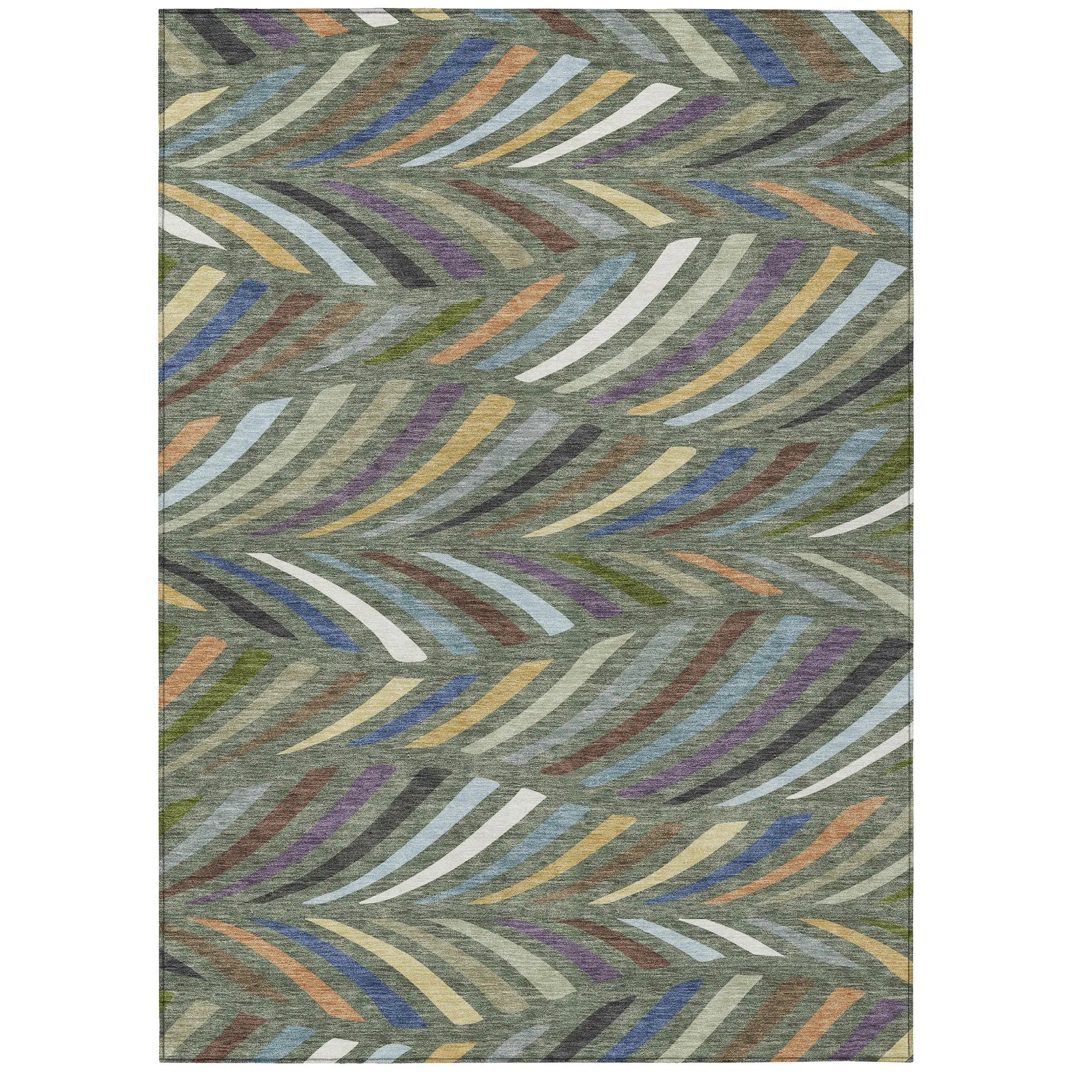 5' X 8' Green And Gold Abstract Washable Indoor Outdoor Area Rug Homeroots Outdoor