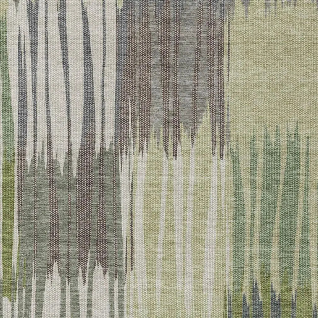 5' X 8' Green And Graphite Striped Washable Indoor Outdoor Area Rug Homeroots Outdoor
