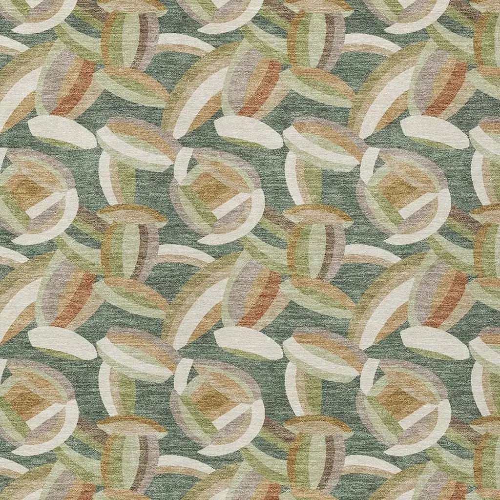 5' X 8' Green And Ivory Abstract Washable Indoor Outdoor Area Rug Homeroots Outdoor