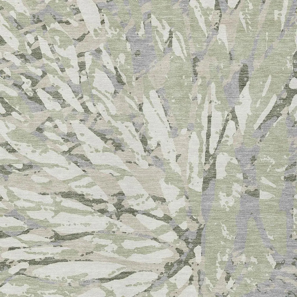 5' X 8' Green And Ivory Abstract Washable Indoor Outdoor Area Rug Homeroots Outdoor