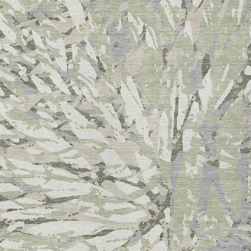 5' X 8' Green And Ivory Abstract Washable Indoor Outdoor Area Rug Homeroots Outdoor