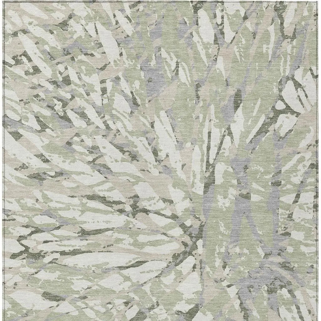 5' X 8' Green And Ivory Abstract Washable Indoor Outdoor Area Rug Homeroots Outdoor