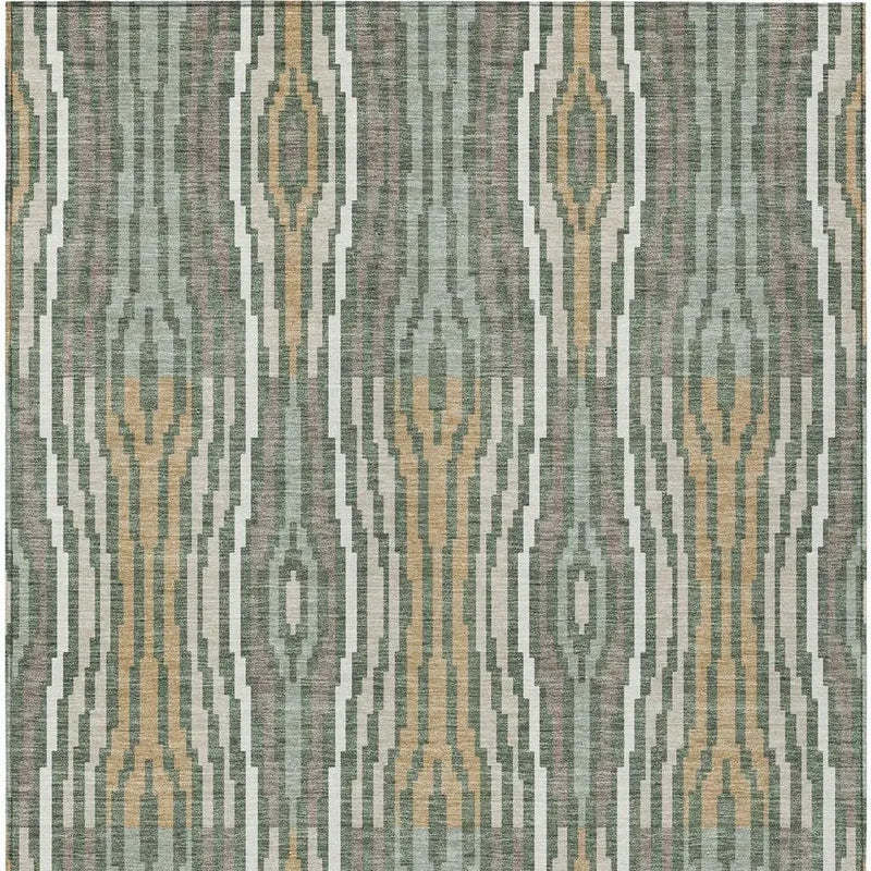 5' X 8' Green And Ivory Abstract Washable Indoor Outdoor Area Rug Homeroots Outdoor