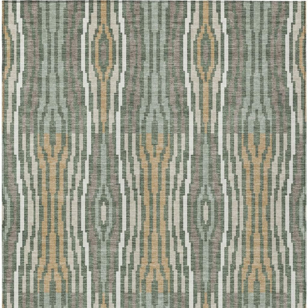 5' X 8' Green And Ivory Abstract Washable Indoor Outdoor Area Rug Homeroots Outdoor