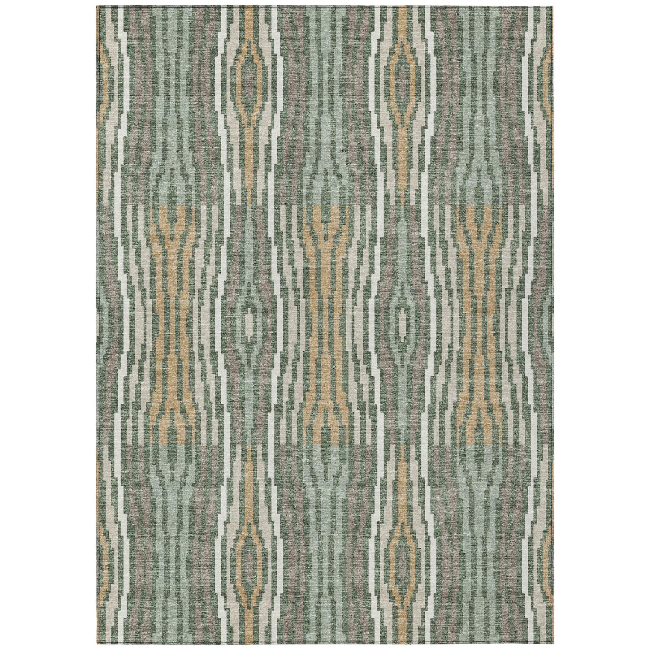 5' X 8' Green And Ivory Abstract Washable Indoor Outdoor Area Rug Homeroots Outdoor